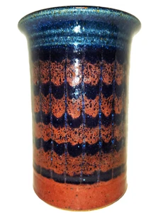 David Fernandez Seagrove Stoneware Striped Art Pottery Vase Utensil Holder - Picture 1 of 6