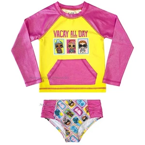 LOL Surprise Swimsuit Girls Size 4T 5T Rash Guard Shirt Set Toddler 2 Piece NWT - Picture 1 of 3