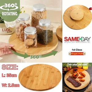 Rotating Board Round Wooden Tray Lazy Susan Turntable Solid Pizza Serving Board - Picture 1 of 16