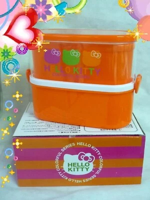 Sanrio HELLO KITTY 2 tier bento Lunchbox set Food container lunch box w handle - Image 1 of 4