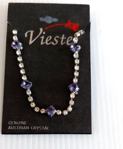 Vieste Genuine Austrian Crystal - Purple & Clear Crystals Necklace NEW in pkg - Picture 1 of 4