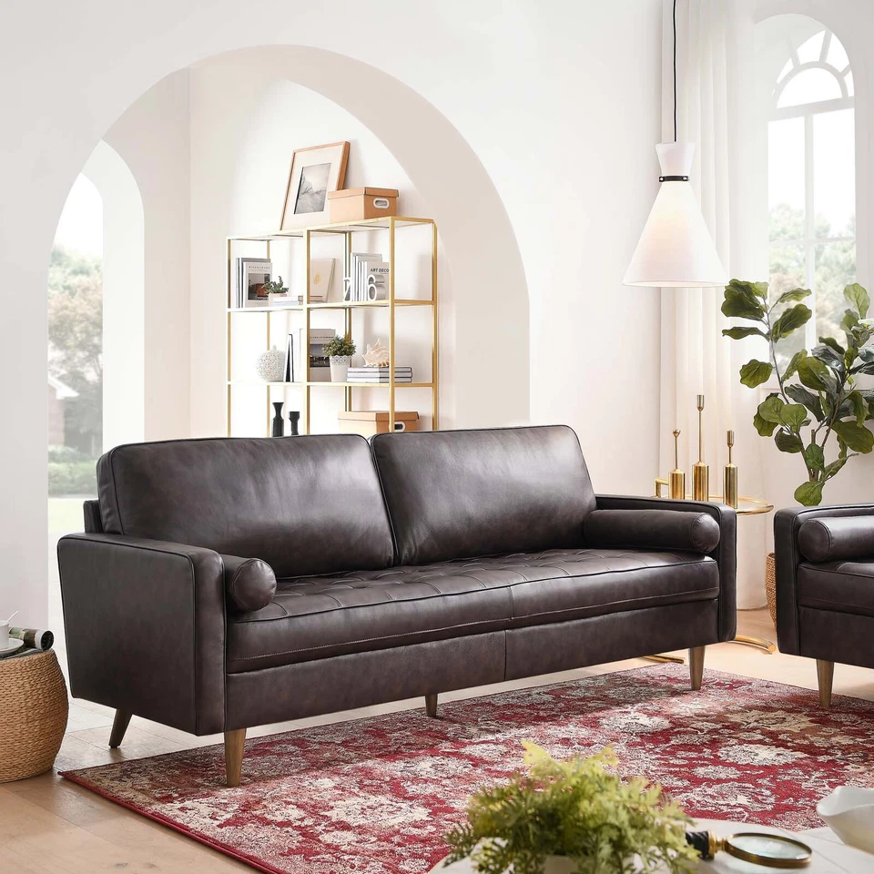 Modway Valour 81" Leather Sofa With Brown Finish EEI-4634-BRN
