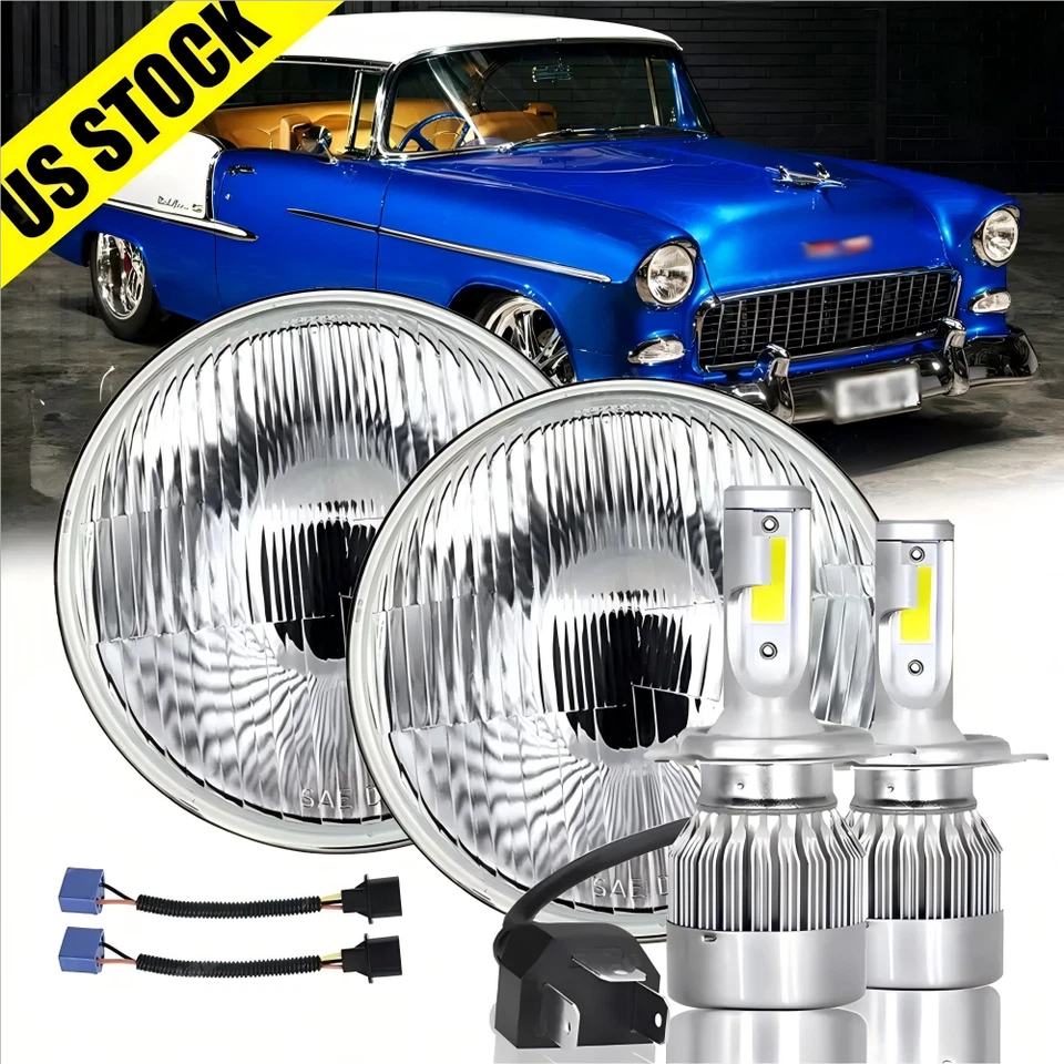 Faros LED redondos de 7" pulgadas con haz sellado Hi-Lo 2 piezas para Dodge Dart 1964-1976 DOT Foto 1 de 4