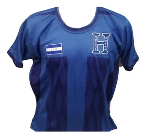 CAMISA AZUL SELECCION DE HONDURAS CON LA "H" BORDADA Y BANDERA GRABADA EN TELA - Picture 1 of 24