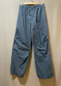 NWOT ZARA Women Elastic Hi-Rise Toggle Hem Parachute Cargo Pants SZ L Blue Gray - Picture 1 of 13
