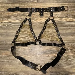 Women Leather Harness Belt Body Bondage Adjust Cage Bra Lingerie Festival - Picture 1 of 4