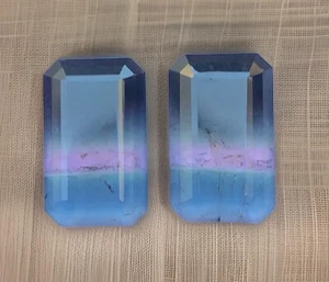 7.62 CRT Natural Faceted Tricolour Tourmaline Rosecut Pair - Picture 1 of 6