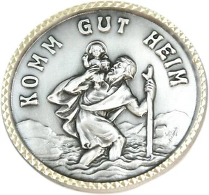 Autoplakette Christophorus: Komm gut Heim, Durchmesser ca. 3 cm - Bild 1 von 1