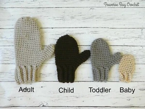 Crochet family mittens PATTERN ONLY Quick Simple Easy baby toddler child adult - Picture 1 of 1