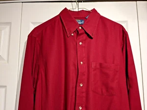VTG Viyella Lands End Button Down Shirt Wool Blend Men Sz L Tall Woven Scotland - Picture 1 of 17