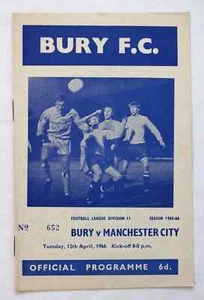 1965 1966 BURY v MANCHESTER CITY - Picture 1 of 1