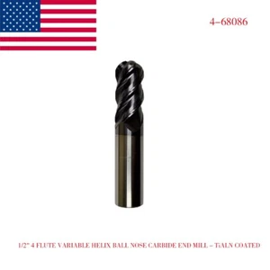 2 PIEZAS 1/2" X 3" 4 FLAUTA HÉLICE VARIABLE BOLA NARIZ CARBURO FRESADORA - RECUBIERTO TiALN - Imagen 1 de 2