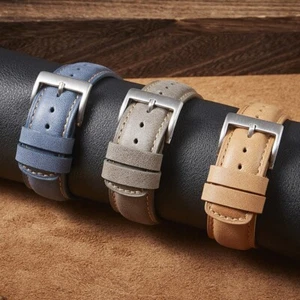 Men Genuine Leather Watch Strap Band with Spring Bars Retro Size 20mm 22mm - Picture 1 of 20