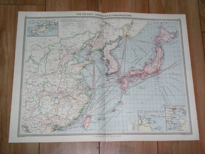 1908 ANTIQUE MAP OF CHINA JAPAN KOREA INDUSTRY TRANSPORTATION SHIP ROUTES - Image 1 of 4