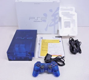 PS2 Ocean Blue Console Box set Clear Blue Playstation2 NTSC-J Japan Tested - Picture 1 of 7