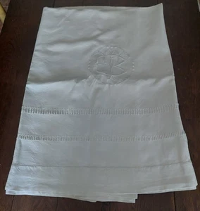 Drap ancien lin 210 X 290 cm monogramme BT - Imagen 1 de 7