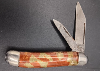 NAVAJA DE BOLSILLO DE DOS HOJAS MARCA HAMMER DE COLECCIÓN CON ESCALAS DE CELULOIDE, PAT. 210537 Foto 1 de 4