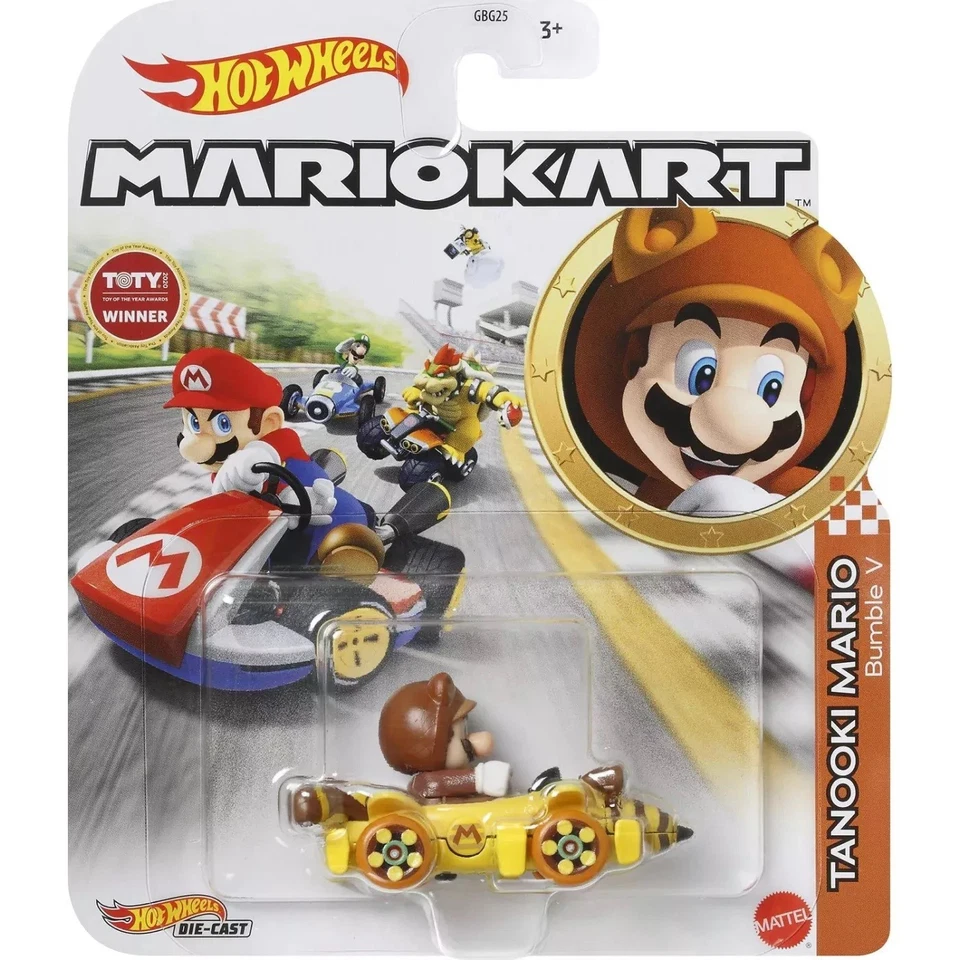 Hot Wheels Mario Kart Tanooki Mario Bumble V — литая модель 1:64 — новая и запечатанная - Изображение 1 из 1