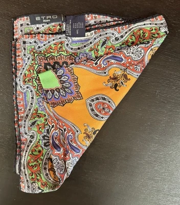 ETRO Milano Italy - Multicolor Paisley - SILK Pocket Square NEW - MSRP $195 - Image 1 of 3