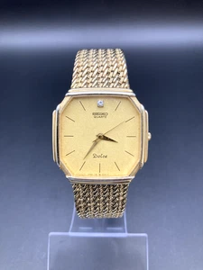 [N Mint/New Batt] Seiko Dolce 7731-5000 Herren Vintage Uhr 1P Diamant Quarz - Bild 1 von 16