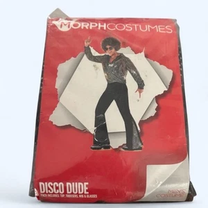 Mens 70s Disco Halloween Costume + Wig & Glasses – Retro Dance Outfit Flares XL - Picture 1 of 4
