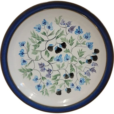 Denby Floral Dinner Plate Hand Painted Blue Green Design 26cm Diameter - Image 1 of 4