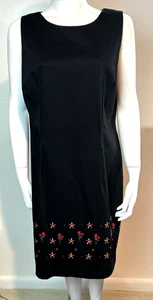 T & Company Women's size 16 Black Sleeveless Dress Embroidered Classic Party - Picture 1 of 8