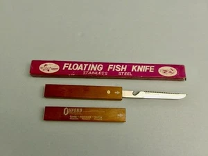 VINTAGE 10" WOODEN HANDLE FLOATING FISH KNIFE STAINLESS BLADE JAPAN NIB - Picture 1 of 6