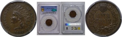 1869 Indian Head Cent   PCGS AU-58  CAC - Image 1 of 3