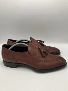 Giorgio Armani Men’s Leather Dress Tassel Loafers Brown Size 10 - Picture 1 of 10