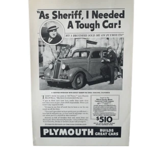 Vintage 1936 Plymouth As Sheriff I Needed Ad Advertisement - Picture 1 of 4