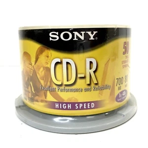 Sony CD-R High Speed Recordable Disc 700 MB 1X-48X 80 Min 50 Pack Factory Sealed - Picture 1 of 8