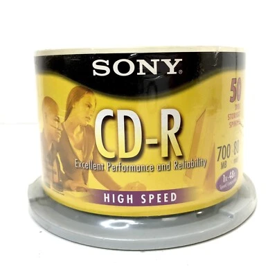 Sony CD-R High Speed Recordable Disc 700 MB 1X-48X 80 Min 50 Pack Factory Sealed - Image 1 of 4
