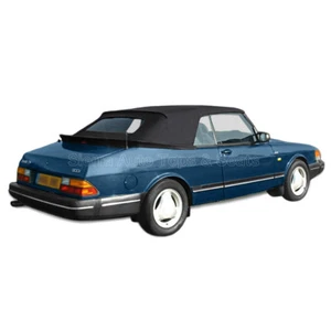 Saab 900 Convertible Top 1986-94 in Black German Cloth, Glass Window - Picture 1 of 8