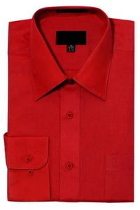 NEW Men's Regular Fit Long Sleeve Solid Color Dress Shirts - 19 Colors - Picture 1 of 21