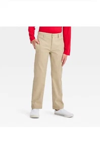 Boys' Straight Fit Uniform Pants - Cat & Jack™Khaki 12 - Picture 1 of 6