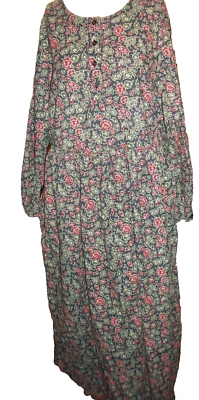 VTG Eddie Bauer Dress GRANNY LG Modest Dress Cottagecore Prairie FLORAL MAXI - Image 1 of 4