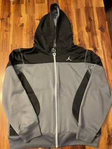 Nike Jordan Youth XL Gray Black Therma Fit Full Zip Lightweight Hooded Jacket - Picture 1 of 6