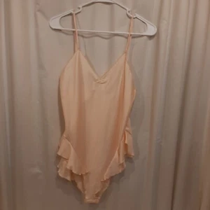 Vintage Lily of France Peach Polyester Satin Sexy Teddy One Piece Size 36 READ - Picture 1 of 20