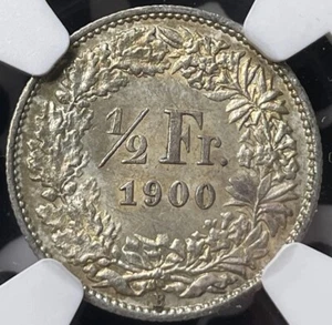 Switzerland 1/2 Franc 1900 Silver NGC MS62 (UNC) - Picture 1 of 3