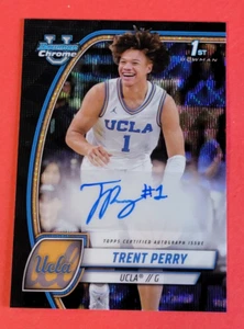 2024-25 BOWMAN CHROME TRENT PERRY AUTOGRAFO ROOKIE CARD UCLA RIFRATTORE NERO - Foto 1 di 2