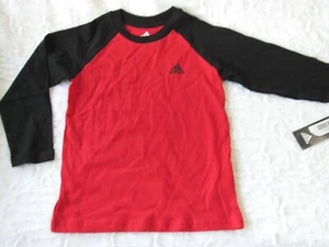 adidas Toddler Boys size 4 Cotton Raglan Sleeve Shirt Pick Gray/Navy Red/Navy - Picture 1 of 18