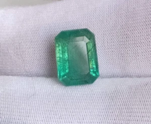 2,40 ct natürlicher Smaragd sehr guter Glanz grüner sambischer Smaragd Achteck Edelstein - Bild 1 von 10