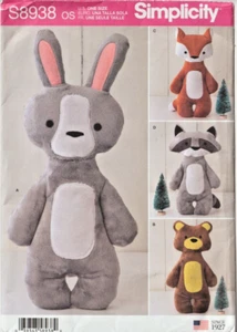 ANIMALES DE PELUCHE DEL BOSQUE - Zorro, mapache, conejito, oso - 14 pulgadas - Simplicidad 8938 - Imagen 1 de 2