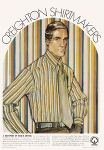 1969 Creighton Shirtmakers: New Point of View In Cotton Vintage Print Ad - Picture 1 of 1