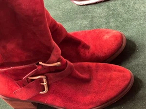 Donald J Pliner Botas Occidentales Rojas Mujer Hebilla Danee Borgoña Gamuza 6 - Imagen 1 de 5