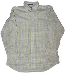 Pendleton Men's Medium Plaid Button Down Broadway Cloth Gray Yellow Stripe - Picture 1 of 7