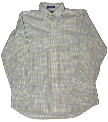 Pendleton Men's Medium Plaid Button Down Broadway Cloth Gray Yellow Stripe - Image 1 of 4