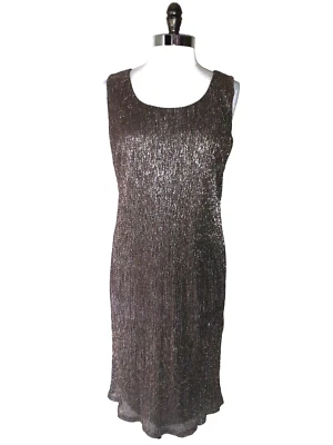 Vestido recto R&M RICHARDS talla 12 negro dorado brillante sin mangas hasta la rodilla Foto 1 de 4