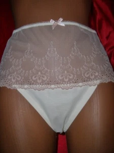 Aufregendes besticktes Nylon Höschen Gr. 50 creme Nylonslip Schlüpfer Slip (L300 - Bild 1 von 3